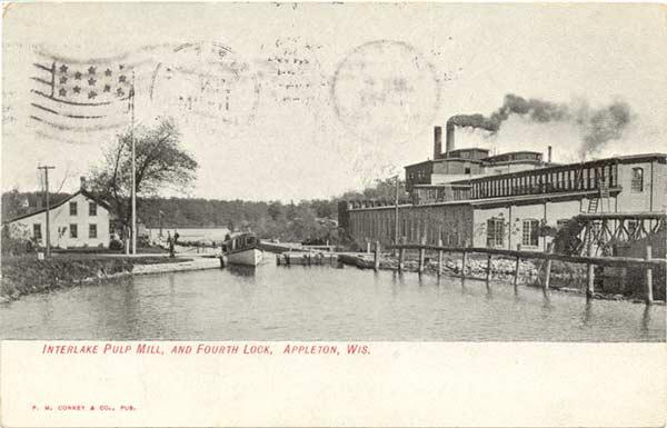 Postcard showing the Interlake Pulp Mill, Appleton, Wisconsin
