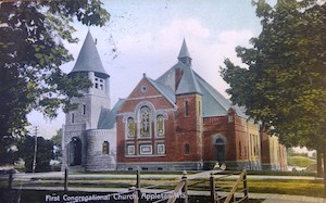 Postcard showing the First Congregational Church in Appleton, Wisconsin.