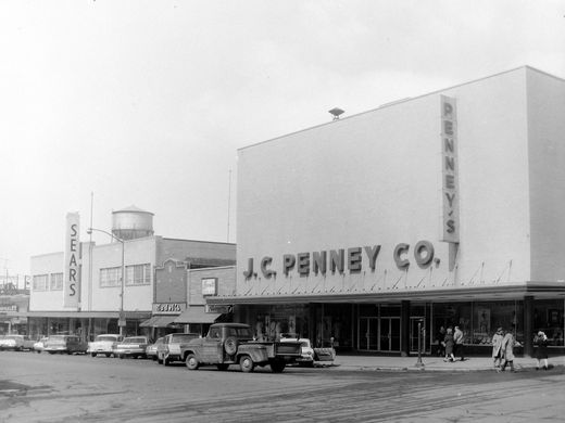 View of retail stores, downtown Appleton, 1968