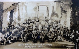 Postcard showing the 120th Field Artillery Band in Appleton, Wisconsin.